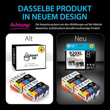 Комплект картриджів Smart Ink для принтерів HP Officejet 920XL (8 шт: 2 чорних, 2 блакитних, 2 пурпурових, 2 жовтих) — сумісні з HP Officejet 6000, 6500, 6500A, 7000, 7500A
