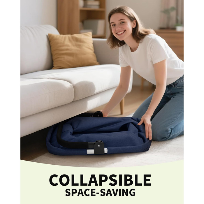 Складаний кошик для покупок на 35L з 2 стійкими ручками, сімейний, з алюмінієвим ручним захопленням, водовідштовхуючий, для пікніків, подорожей, кемпінгу та покупок - (Блакитний, 25L (43x27x23cm))