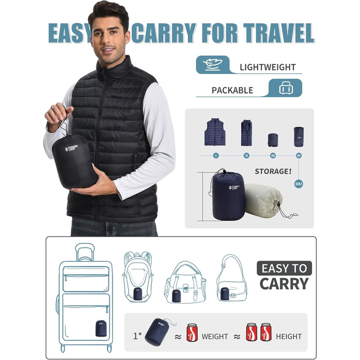 Чоловіча легка степна жилетка Pioneer Camp – водонепроникна, пакувальна, з підкладкою – для активного відпочинку, роботи, спорту та подорожей (Чорний, L)