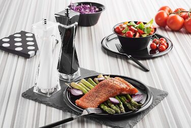 Набір для солі та перцю MITBAK з акрилу | Преміум якість, регульований механізм, чорний/білий