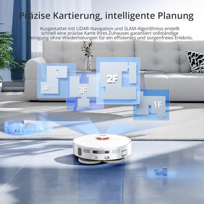 Робот-пилосос JONR T5 Pro Gen 2 з функцією миття, 15000Pa, сушка гарячим повітрям, антизаплутування, LiDAR-навігація, док-станція