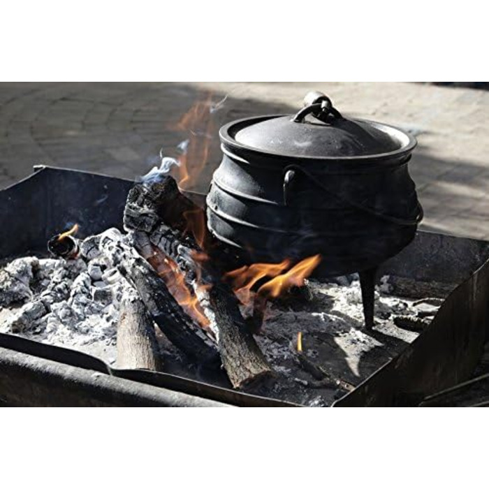 Чавунний казан BBQ-Toro Potjie №1, 3 л з ніжками для відкритого вогню, південноафриканський Dutch Oven, жаростійкий казан для м'яса з кришкою