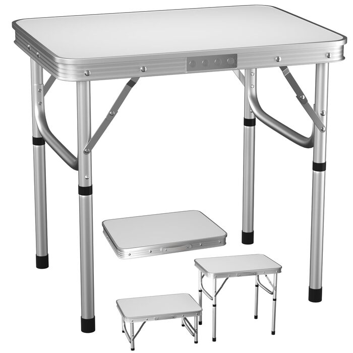 Складний алюмінієвий стіл для пікніка, кемпінгу, саду та вечірок 120x60x70 см, регульована висота