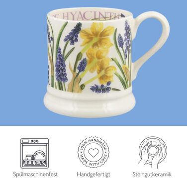 Emma Bridgewater 1/2 Pint Ceramic Coffee Mug Large Stoneware, Cappuccino, Latte, Coffee, Teacup Beautiful Mugs, Birthday Gift Coffee Mug a-Tete & Grape Hyacinth, Ceramic