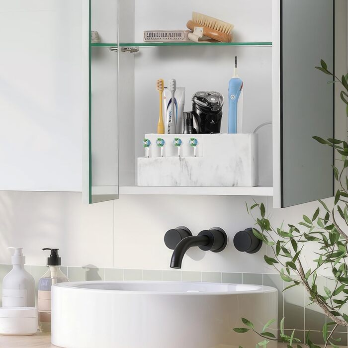 Тримач для зубних щіток Luxspire з 5 відсіками: органайзер для електричних зубних щіток, сімейний тримач, велика місткість, для зубної пасти та бритв