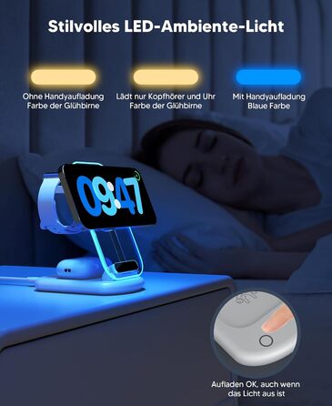 Зарядний пристрій MagSafe 3-в-1 для iPhone 17/16/15/14/13/12 Pro Max/Air/Plus/Pro та Apple Watch 10/9, AirPods 3/2/Pro (сріблястий, 2 шт.)