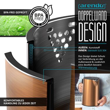 Набір Arendo: чайник, тостер та яйцеварка, нержавіюча сталь, сірий, 1,5л, 40-100°C, 4 тости, LED-дисплей, 6 рівнів підсмажування, для 1-6 яєць