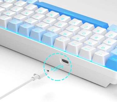 Механічна ігрова клавіатура MageGee MK-Box 68 клавіш, TKL, з LED-підсвічуванням, з червоним перемикачем, для Windows, Laptop, Mac, сіра (небоблакитний/червоний перемикач)