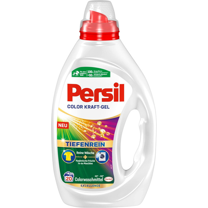 Гель для прання кольорових речей Persil Color Kraft-Gel з технологією глибокого очищення, гігієнічна свіжість, ефективний від 20°C, 20 прань