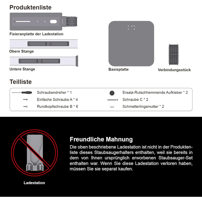 Підставка для пилососа Dyson з розкладними гачками та міцною основою з вуглецевої сталі – монтаж без свердління, компактне зберігання для всіх бездротових пилососів Dyson та аксесуарів, сірий колір