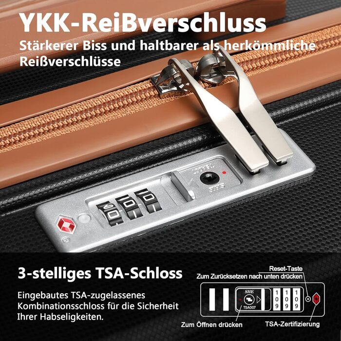 Набір валіз Joyway 5шт з жорстким корпусом, 4 колеса та TSA-замок. Включає косметичку та сумку. Білий/коричневий (Чорний/коричневий, ручна валіза 3шт)