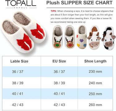 Теплі жіночі халапи-домашні тапочки TOPALL на зиму, пухнасті, антиковзаючі для жінок/чоловіків/унісекс (Bowred, 36/37 EU)