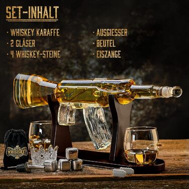 Набір віскі WHISISKEY: декантик 1000 мл, 2 келихи, 4 камні для віскі, подарункова коробка