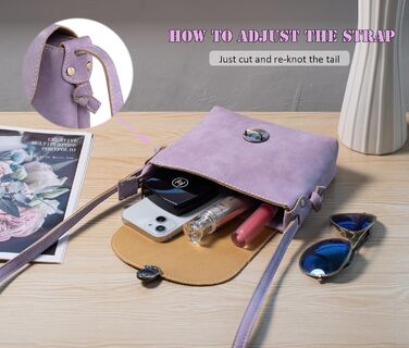 Сумка жіноча через плече Kleine Umhängetasche, екошкіра, маленька крос-боді, світло-лілова. Замок для безпеки