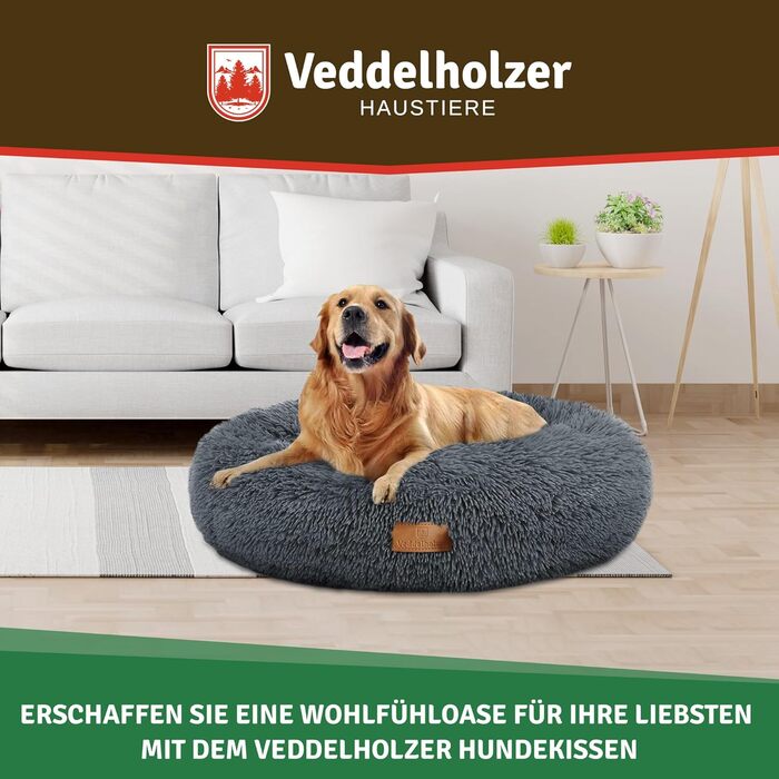 Ø 60 cm (S) Dog bed, cat bed, dog cushion, dog beds in multiple sizes, dog bed for large, medium, and small dogs, washable in light grey and dark grey for all dogs & cats (Ø 70 cm (M), Dark Grey)