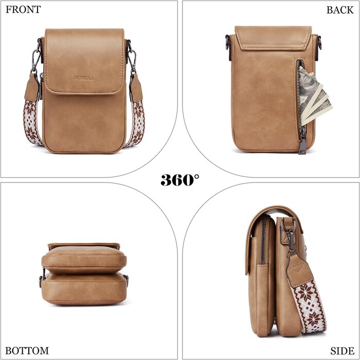 Сумка-органайзер на шию MUIIKOLA з RFID-захистом для телефону, велика місткість, екошкіра, жіноча, з гаманцем, жовто-хакі