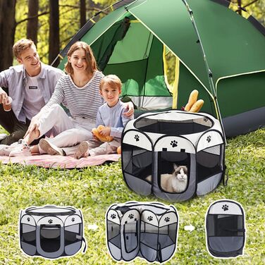 Змінний вольєр для цуценят, 73 x 73 x 43 см - вольєр для собак в приміщенні, портативний вольєр, вольєр для собак в квартиру, вольєр для собак, кроликів, котів, для дому, на вулицю, у подорожі, кемпінг