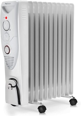 Електричний масляний радіатор Pro Breeze 2500W з термостатом та таймером - білий