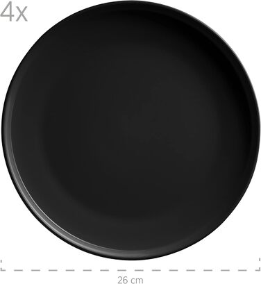 MÄSER 931961 Alenia Series, Dinner Set for 4 people in modern Scandinavian design, 16-piece combination service made of ceramic in black, stoneware