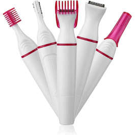 Електричний тример для брів та обличчя для жінок, безболісний, з гребінцем для брів (білий)