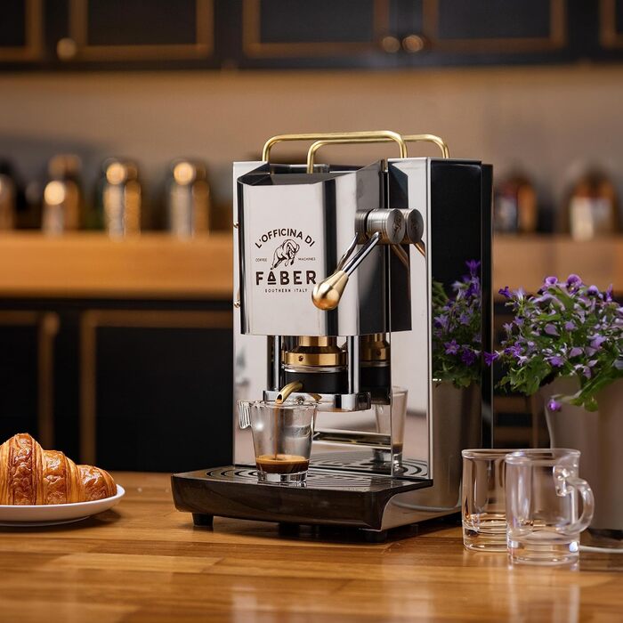 FABER COFFEE MACHINES | Pro Total Inox Deluxe Model | Coffee Machine for 44 mm E-Pads | Adjustable Brass Pad Press | Standard Brass Solenoid Valve | Stainless Steel