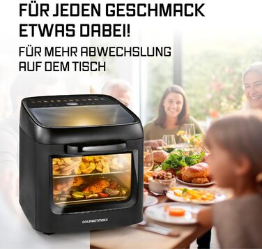 Фритюрниця повітряна GOURMETmaxx XXL з 2 камерами та сенсорним дисплеєм | 12.5 л об'єм | Фритюрниця без олії, 2 рівні