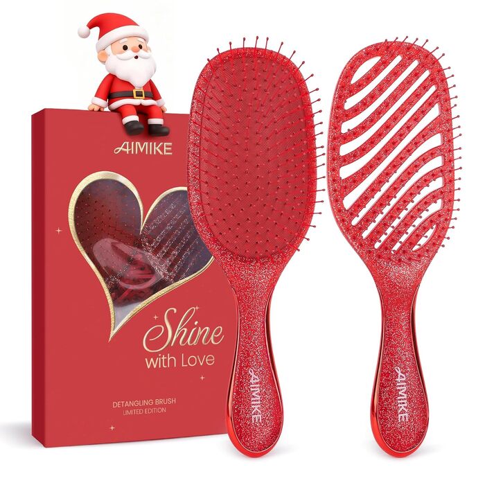 Щітка для волосся AIMIKE без заплутування, розпушувач з м'якими щетинками, безболісна щітка для розплутування складних вузлів, особливо делікатна до тонкого волосся, ідеальна для догляду за шкірою голови та масажу. Подушковий пензлик LuxeSilk (набір подар