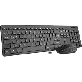 Набір клавіатури та миші Rii (2 шт.) бездротовий, для ПК/ноутбука/Smart TV, німецька розкладка, чорний