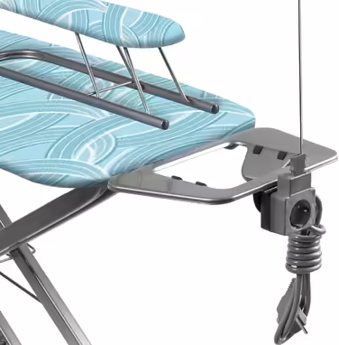 KADAX Ironing Board with Built-in Extension Cord, Folding Ironing Table with Cable Holder, Steam Ironing Table with Extendable Clothes Rack (Mint)