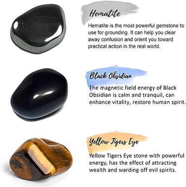 Браслет з тигровим оком, чорним турмаліном, обсидіаном та гематитом - захист, подарунок для друзів, чоловіка, батька