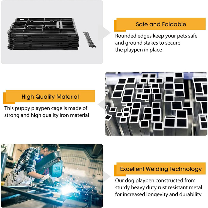 Металеве вольєр для собак BestPet з дверима, 32 панелі, різні розміри (61x81,3x101,6 см)