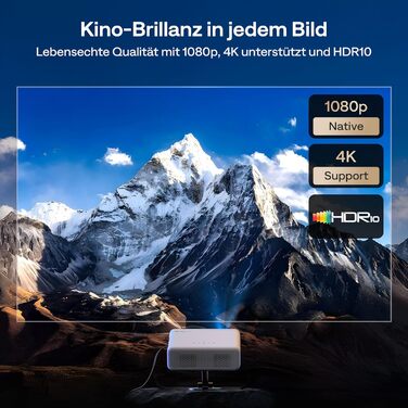 Aurzen Eazze D1 Smart Beamer: 4K проєктор для домашнього кінотеатру з WiFi, Bluetooth, автофокусом та корекцією трапецеїдальних спотворень. Підтримка Netflix, Dolby Audio, Full HD 1080P. Білий (GTV)