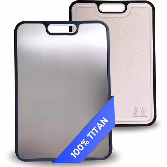 Titan Cutting Board - Antibacterial, Nickel-Free, Hygienic | Large Kitchen Board with a New Design | Durable, Non-Slip | 100% Titanium Cutting Board Perfectly Processed and Knife-Friendly