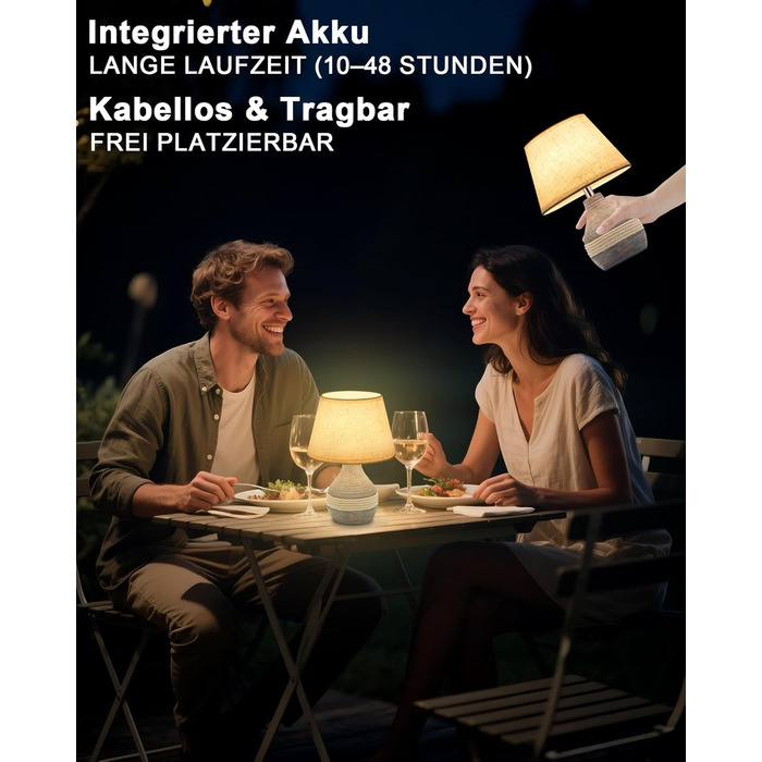 Бездротова керамічна настільна лампа з таймером, димером, лляним абажуром, пультом дистанційного керування, акумуляторна, в стилі Mid Century Modern