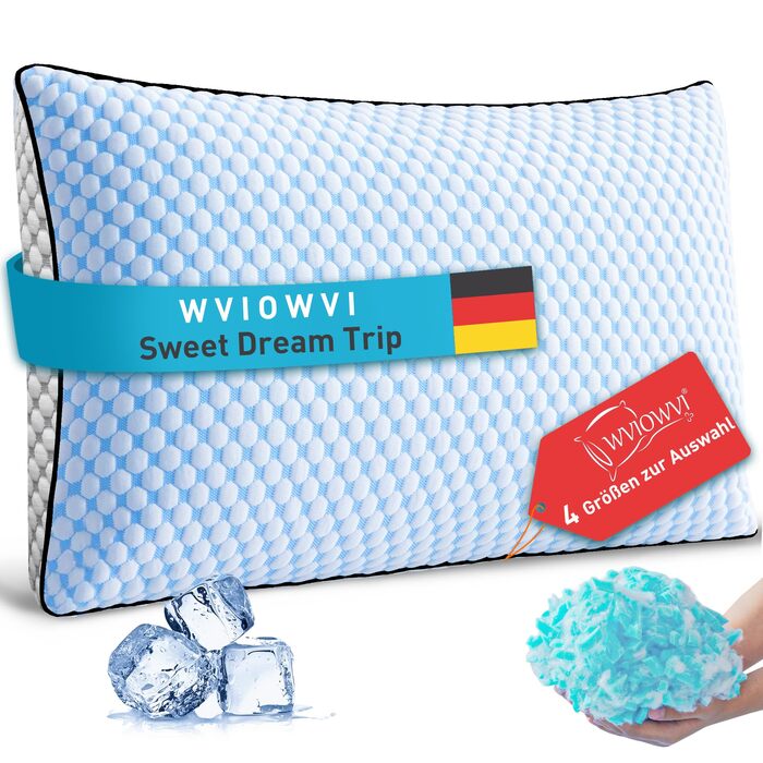 Подушка з ефектом пам'яті Cool Memory Foam, анатомічна для сну на боці, спині та животі (40x60 см, блакитно-сіра)