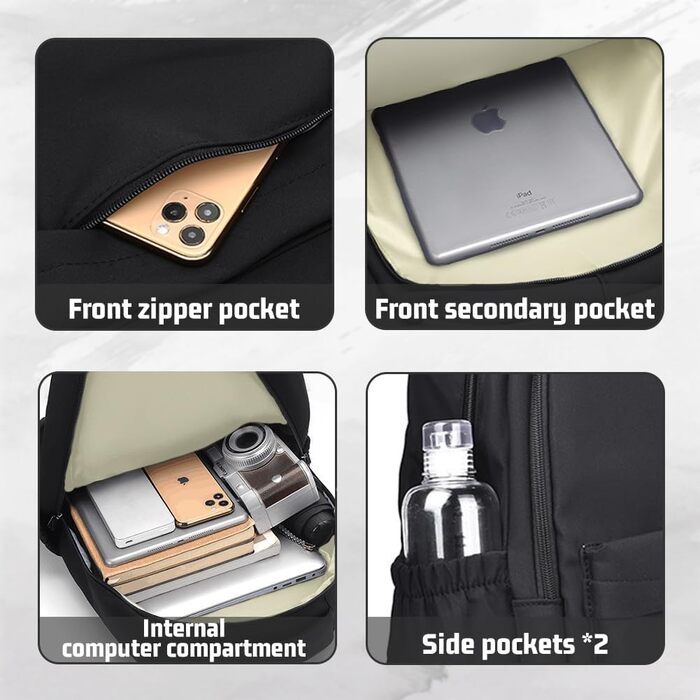 Шкільний рюкзак для дівчаток та хлопців підлітків, рюкзак для жінок та чоловіків, рюкзак для ноутбука 15,6 дюймів, повсякденний туристичний рюкзак, водонепроникний рюкзак, рюкзак для коледжу (#2 Чорний-a)