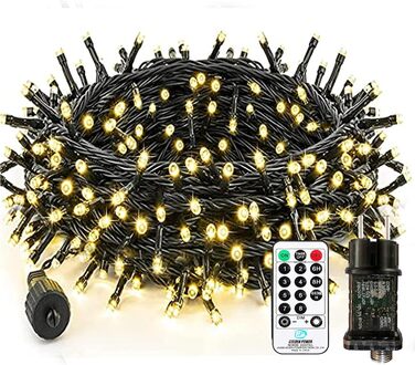 LED гірлянда на батарейках для дому та вулиці, 100 LED, з пультом, таймером, IP65, 25м, тепле світло