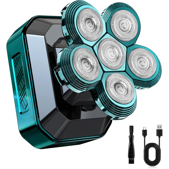 Електричний голкострум для чоловіків Luctry Glatzen Rasierer, 5D голкострум для чоловіків з лисою головою, водонепроникний IPX7, темно-зелений