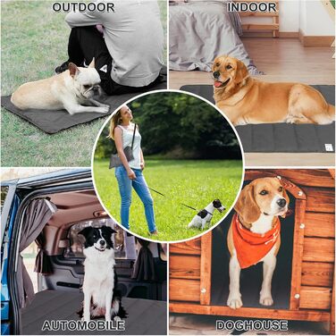 Килимок для собак Outdoor, 100x70 см, вологостійкий, миючий, з сумкою та знімачем шерсті. Підходить для подорожей, кемпінгу, собак та котів. Теплий килимок, велика подорожня ковдра, оксфордська тканина, чорний колір.
