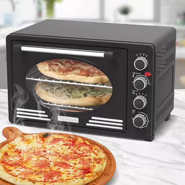 Turbotronic Retro Mini Oven with Convection 45L black, red, blue, beige 2000W, Mini Oven, Pizza Oven, Grill