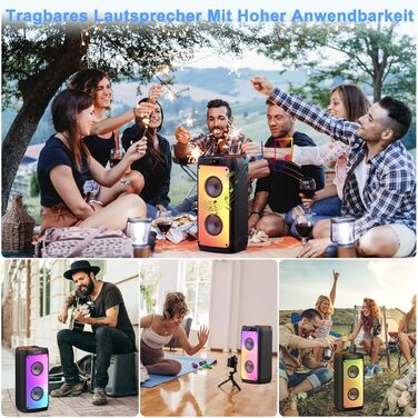 Караоке-машина JYX з 2 мікрофонами, портативна Bluetooth колонка з RGB-підсвіткою, караоке система для дому, вечірок, PA-система для дорослих, Party Box, підтримка TF/USB, AUX, FM, Rec, TWS, чорний