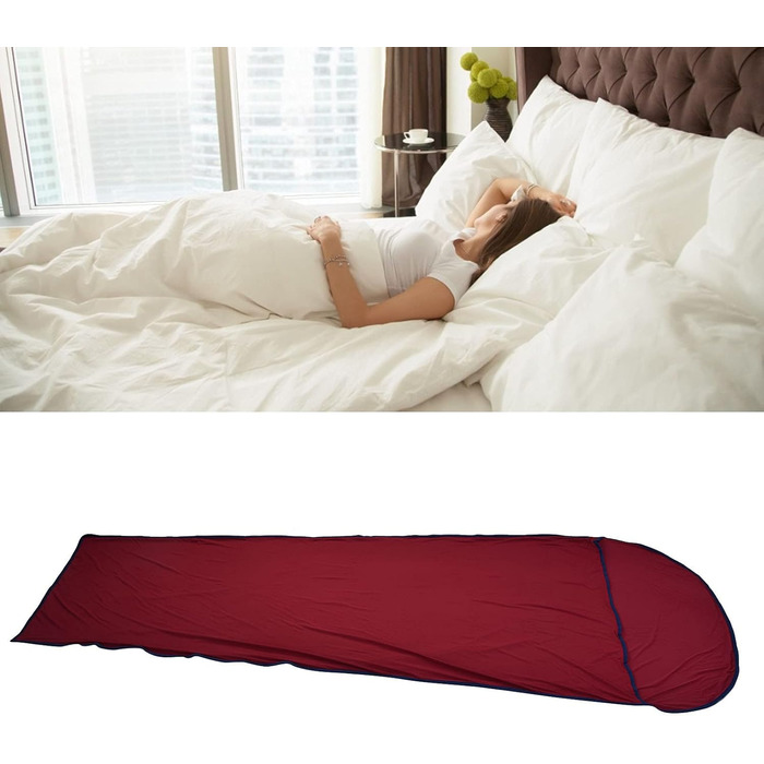 Qukai Elastic Sleeping Bag Liner Ultralight Sleeping Bag Liner Elastic Travel Sheet for Outdoor Camping Multifunctional Sleeping Bag Liner Burgundy