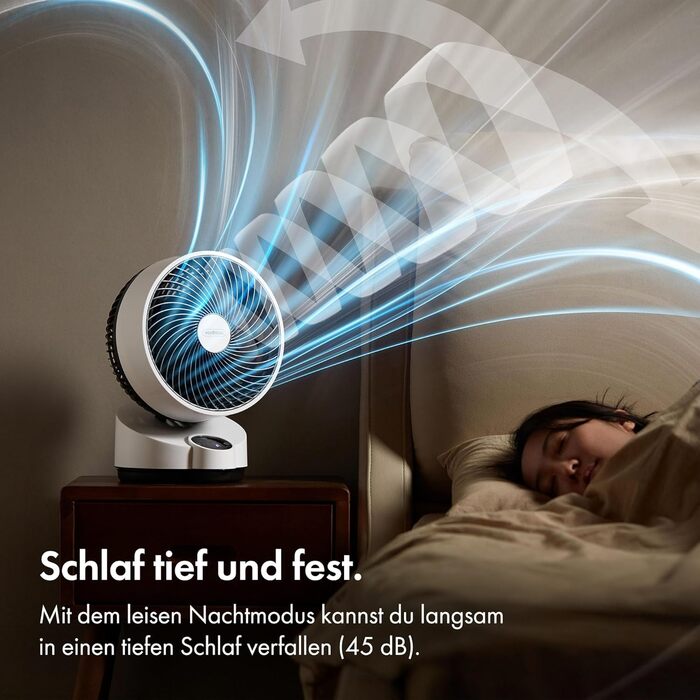 Вентилятор циркуляції повітря VonHaus 8100084 – тихий настільний вентилятор з 3 швидкостями, 3 режимами, пульт дистанційного керування, таймером 12 годин, кутом повороту 60°, LED-дисплеєм та 3 лопатями для дому та офісу