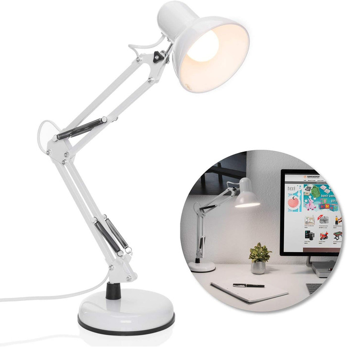 Ретро настільна лампа для робочого столу з гнучким підсвічуванням, з LED лампою (біле світло)