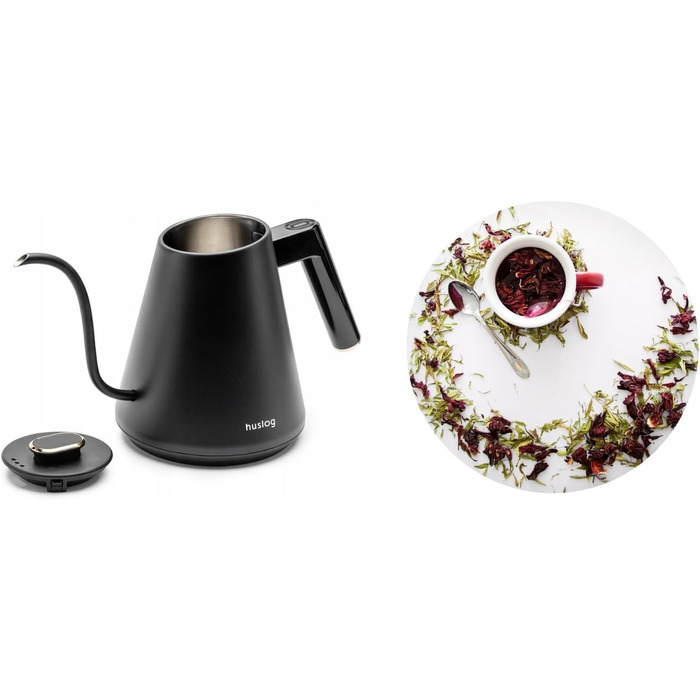 Huslog Electric Gooseneck Kettle with Temperature Control - 1 Liter, Black