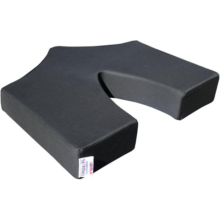 Ортопедична подушка для сидіння COCCY-XL, 46x44x8 см, чорна, 100% бавовна, проти болю у куприку