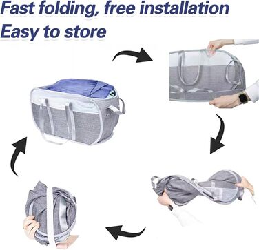 Pop-up Laundry Basket - Foldable Laundry Basket, Breathable Honeycomb Mesh Laundry Basket, Space-Saving, Suitable for Laundry Room Storage, and Travel (gray)