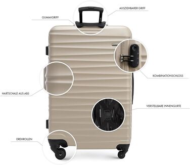 Чемодан на колесах Wittchen Groove Line L, великий, з ABS-пластику, з кодовим замком, 4 колеса, чорний (набір 3шт.)