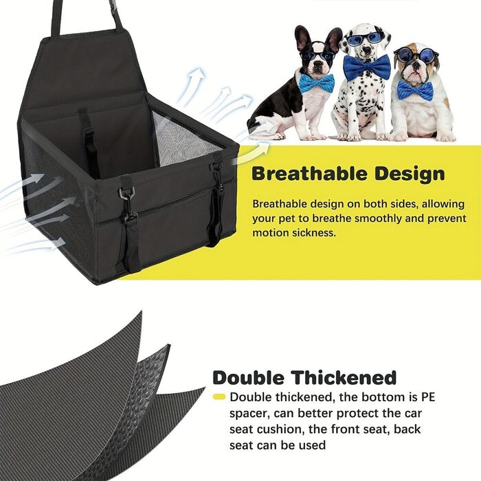 Крісло-підвищення для собак MENGQI - водонепроникний, дихаючий килимок для автомобіля, сірий