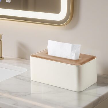 Стильна коробка для серветок з PU шкіри KingFOM - для офісу, авто, дому (C-Бежевий)